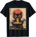 Funny Cat Eats Ramen Noodles Japanese Kawaii Anime Cat T-Shirt